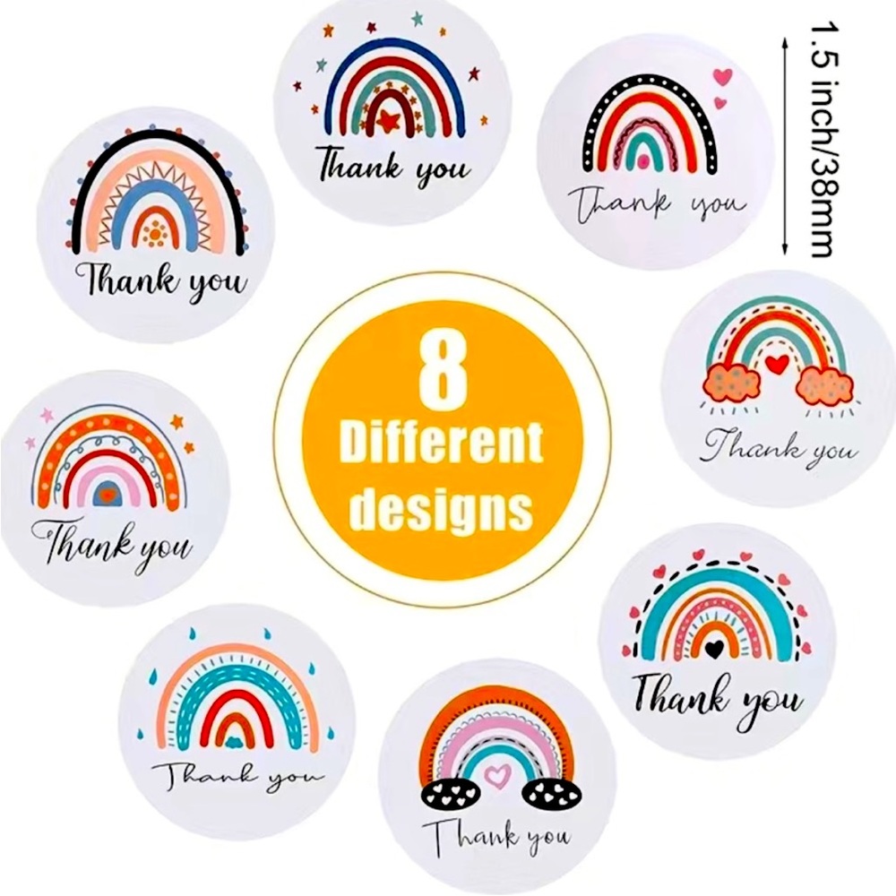 1.5” Thank You Stickers | boho stickers | Shipping Supplies | 60 pieces